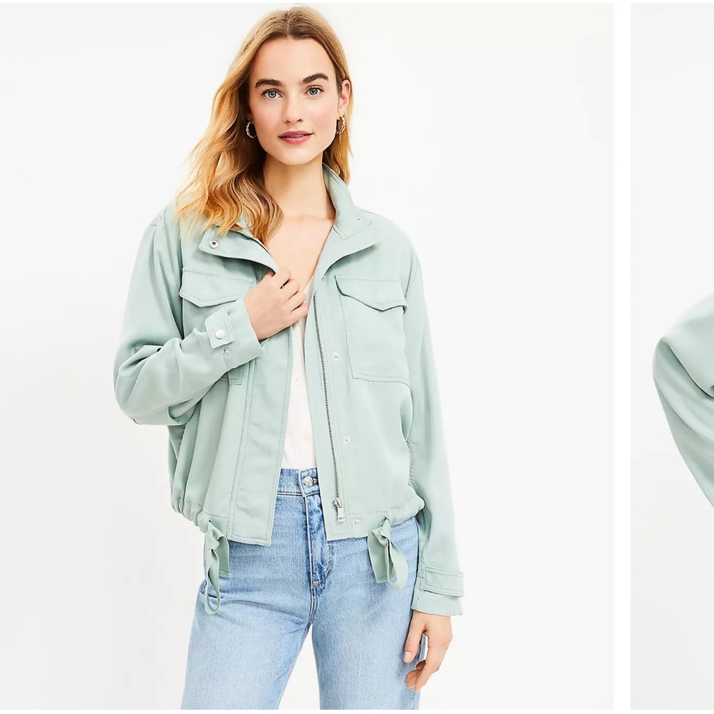 LOFT Women's Cinched Twill Light Green Cargo Jacket